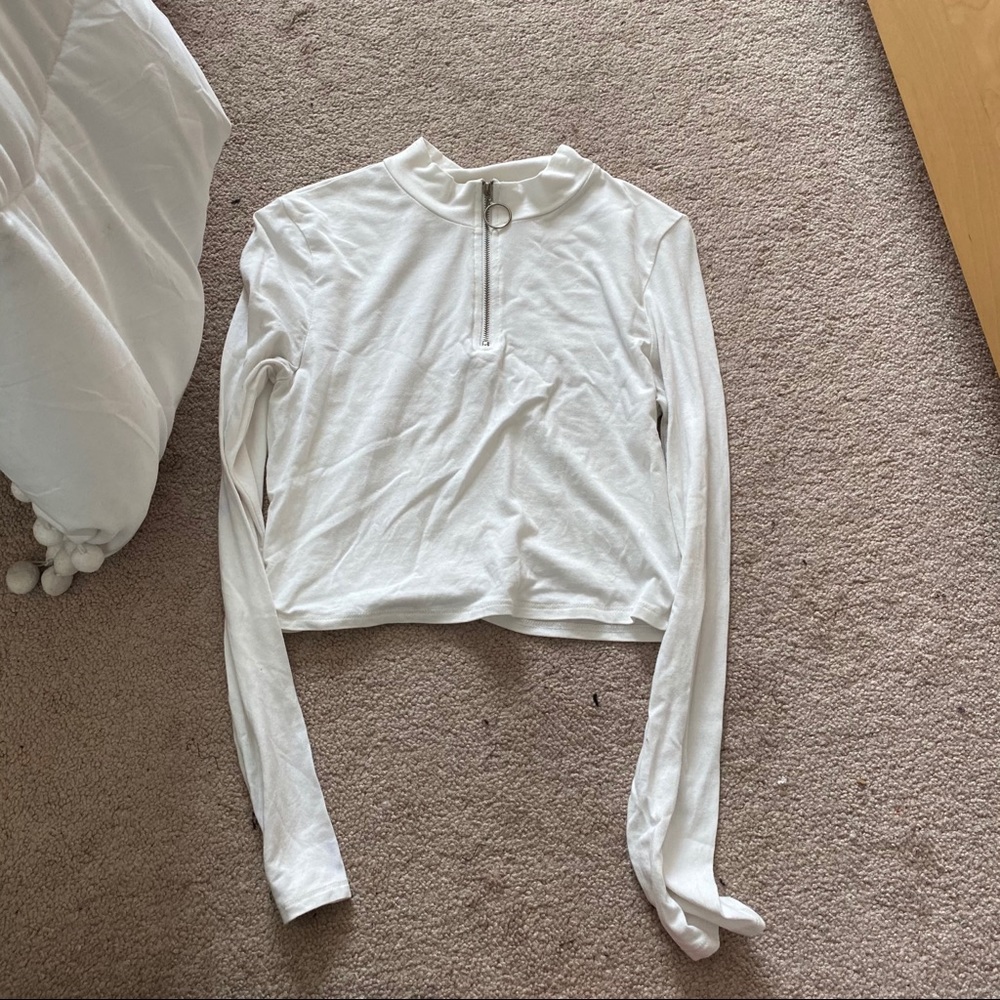 zipper front turtleneck crop top